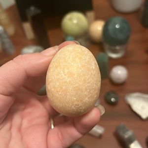 Orange calcite crystal egg
